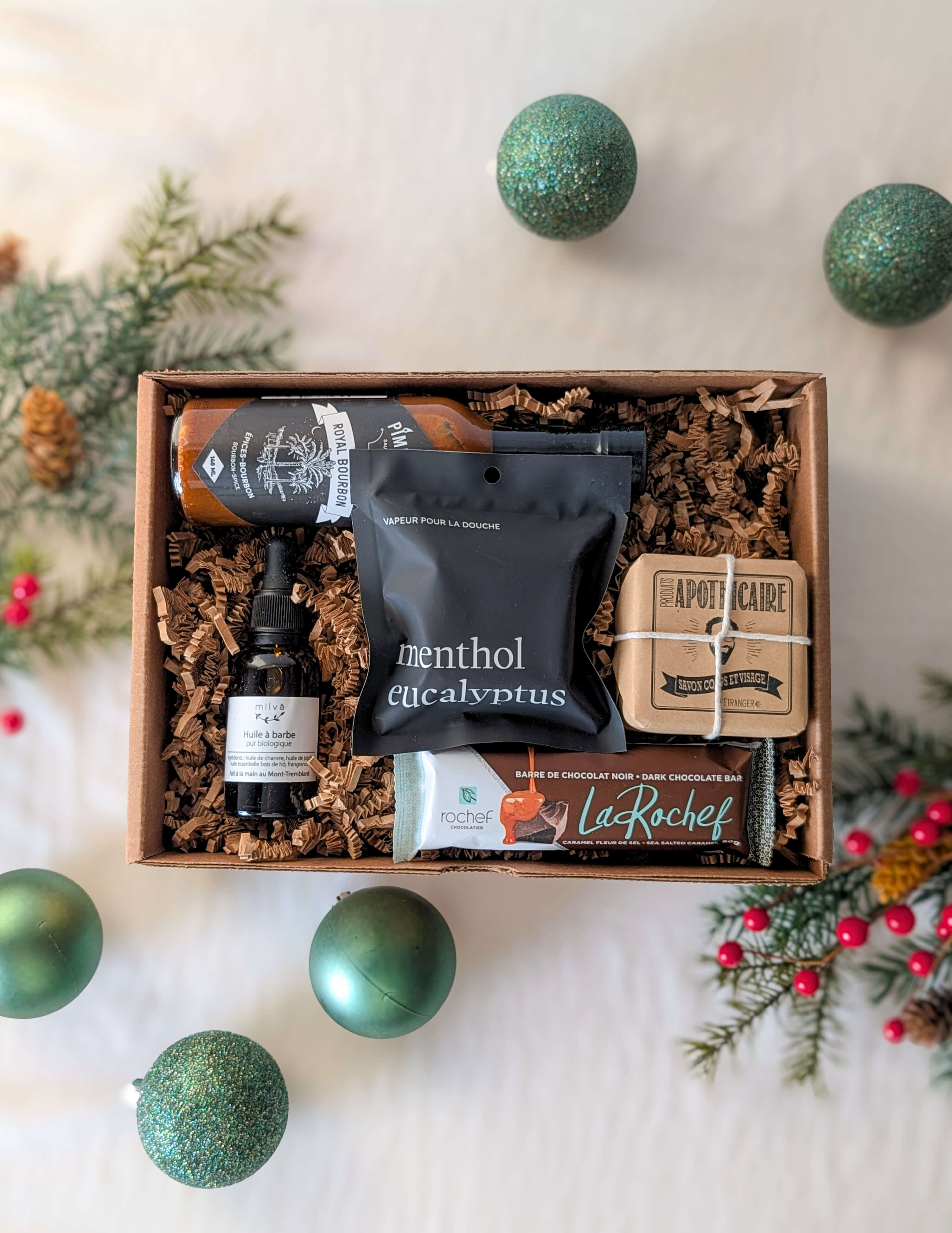 boite cadeau produits locaux pour homme avec barbe