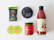 Ensemble de produits québécois pour Bloody César maison avec mélange Mi Corazon et givrage Kanel