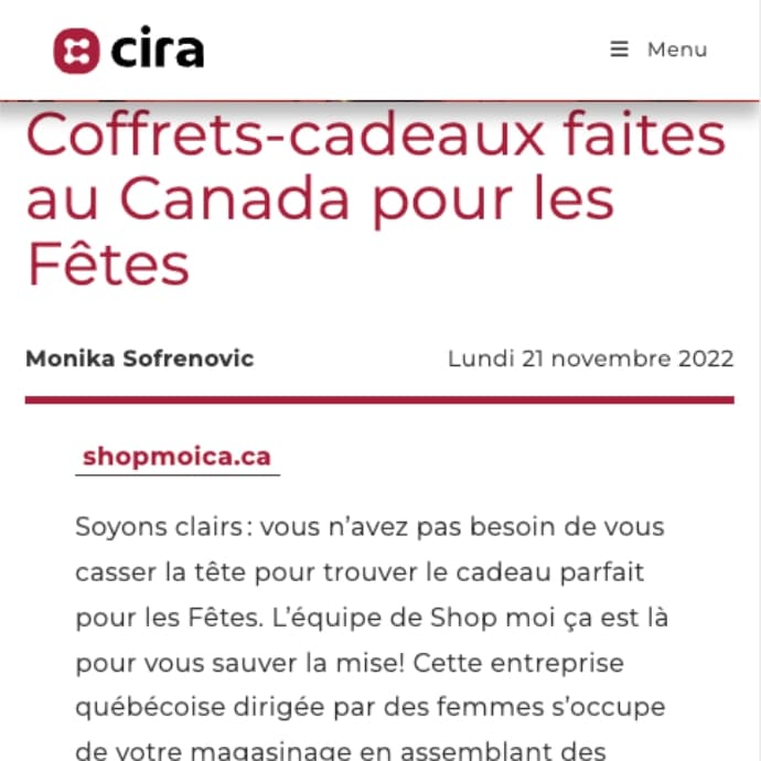 CIRA | Coffrets-cadeaux faites au Canada pour les Fêtes