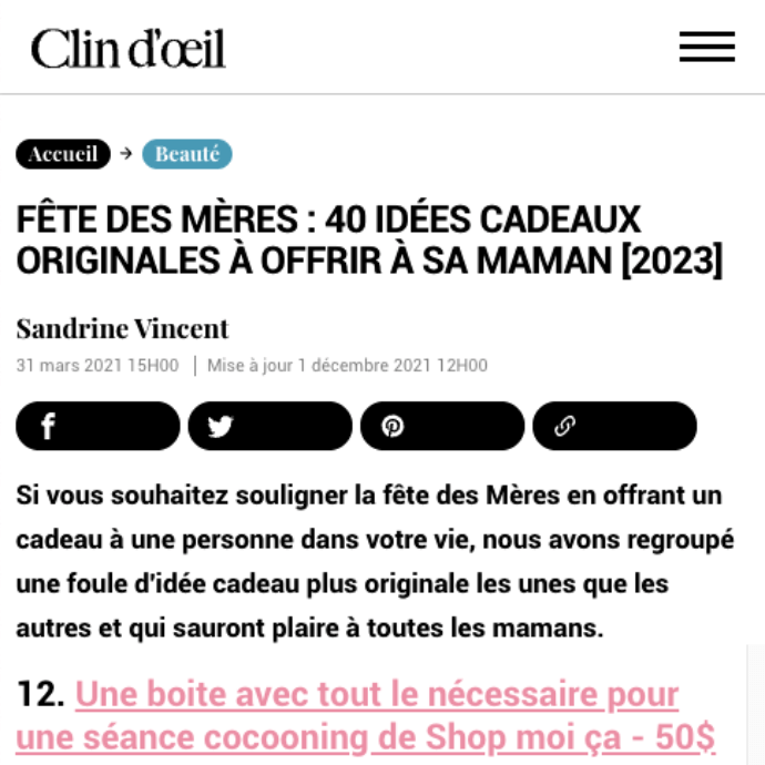 Clin d&#39;oeil | Fête des mères: 40 idées cadeaux originales à offrir à sa maman