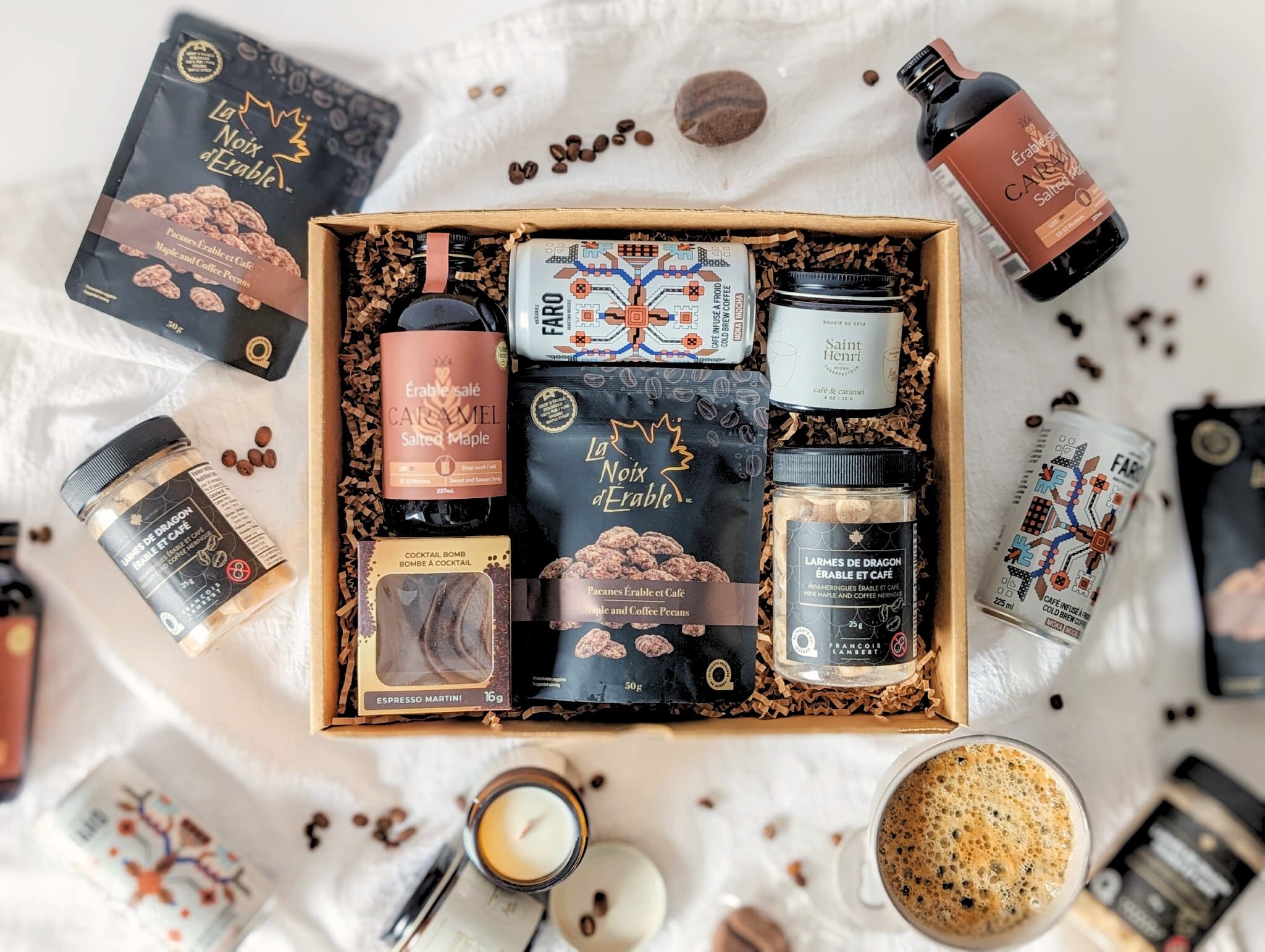 boite café avec produits québécois