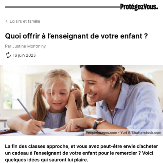 Protégez-Vous | Quoi offrir à l’enseignant de votre enfant ?